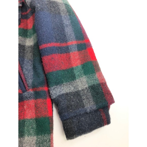 Woolrich Men Muti Plaid Collared Long Barn Coat Size L lined Vintage Made USA - Picture 5 of 11